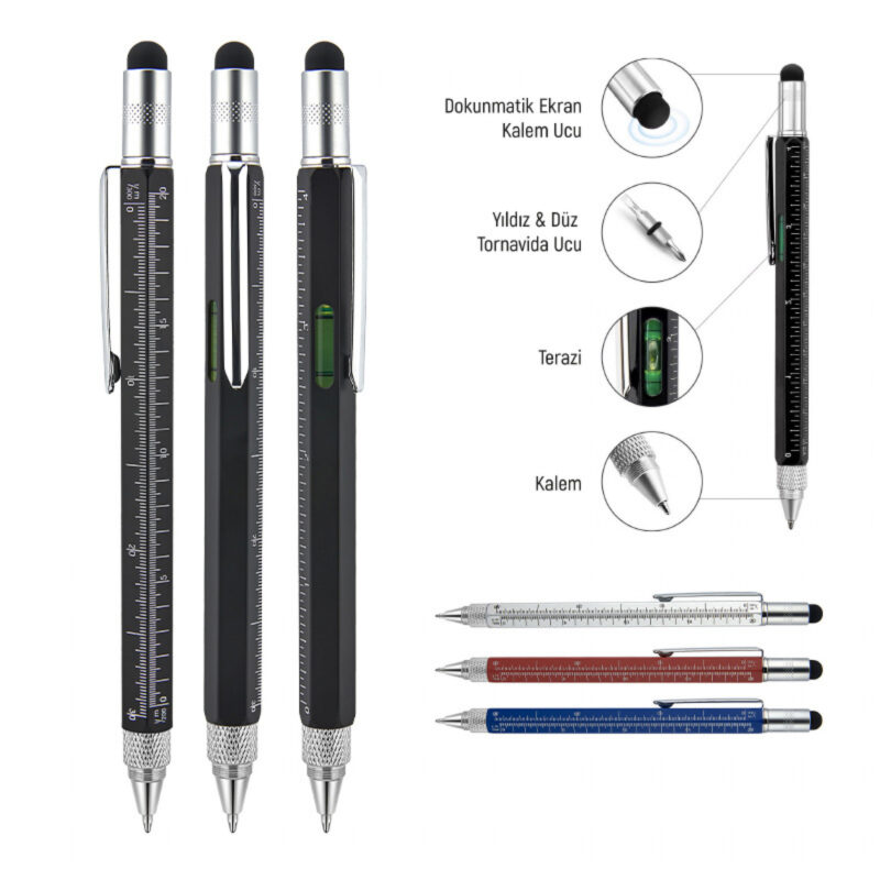 1016 - Metal Su Terazili Tornavidalı Touchpen Kalem - Görsel 6